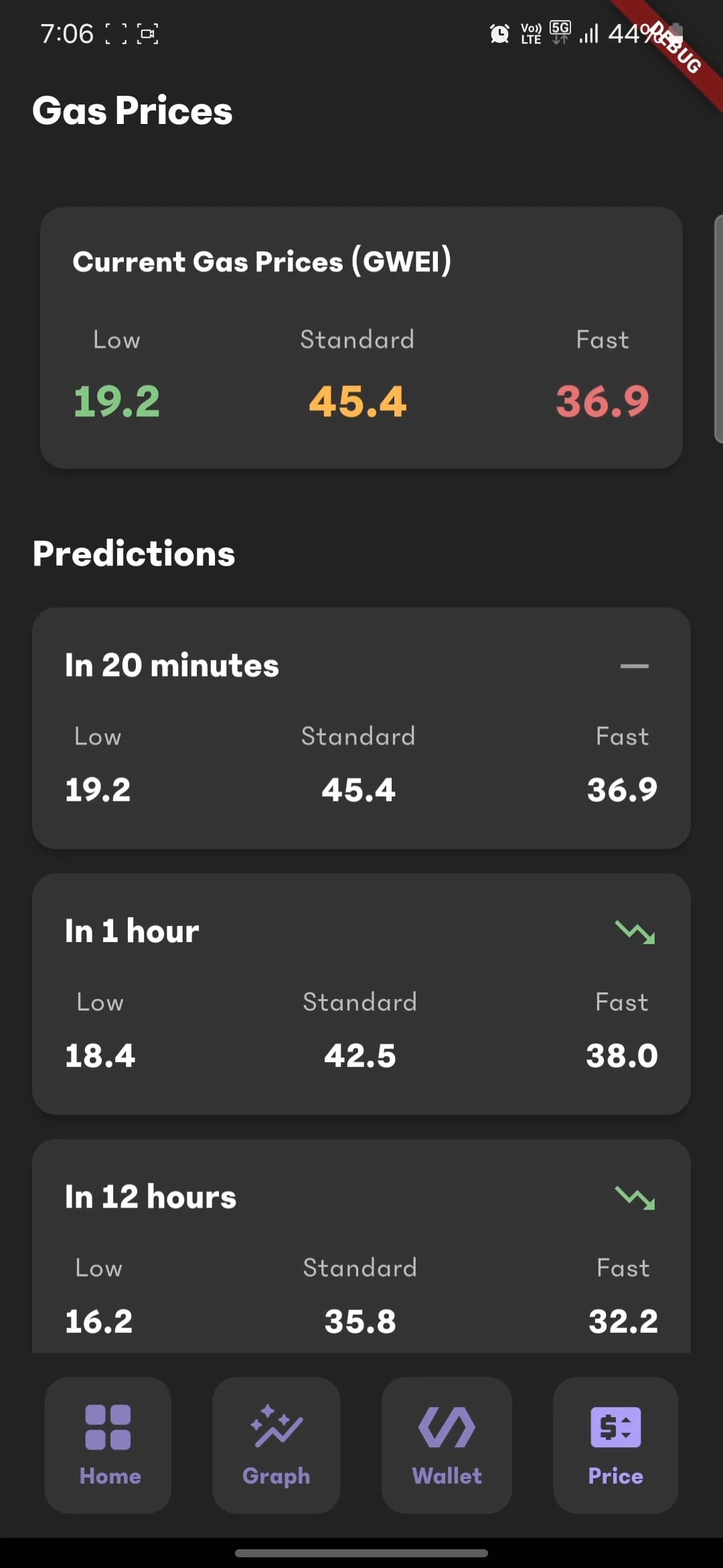 MaticFlow App Screenshot showing price interface